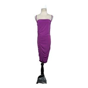 Leith purple ruched body con sleeveless dress size M